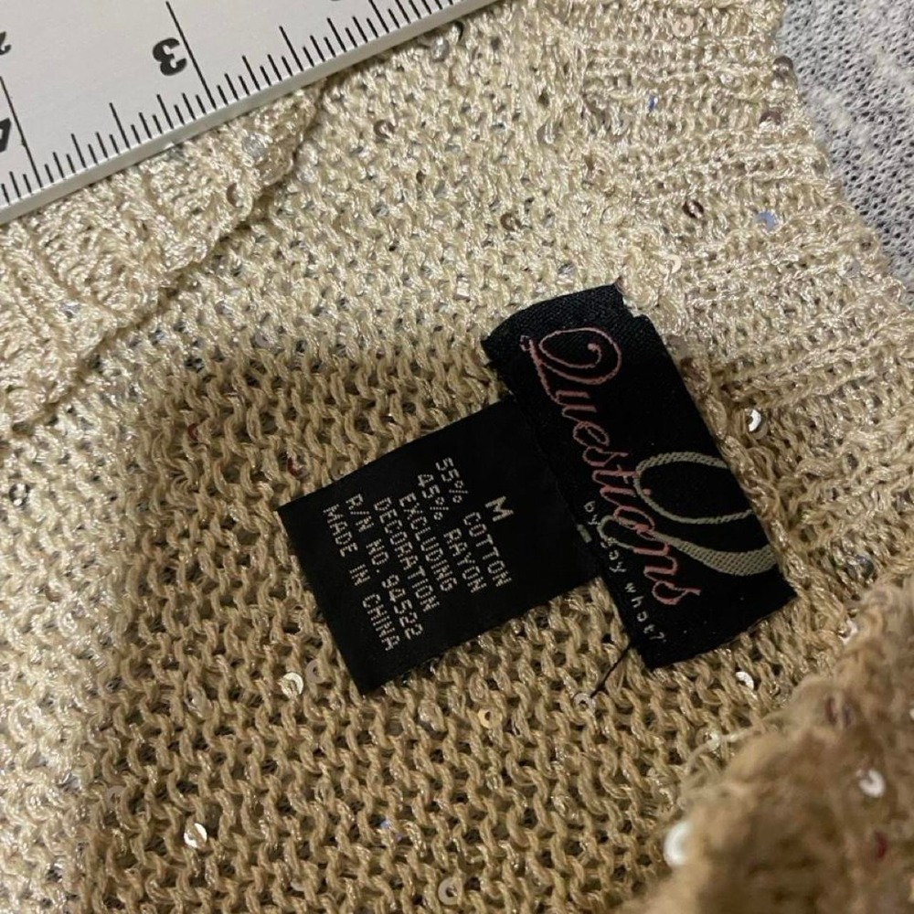 Gold sequin short cardigan with a boho vibe, size M. SKU-B133#boho - Picture 2 of 6